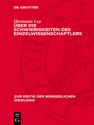 cover image of Über die Schwierigkeiten des Einzelwissenschaftlers